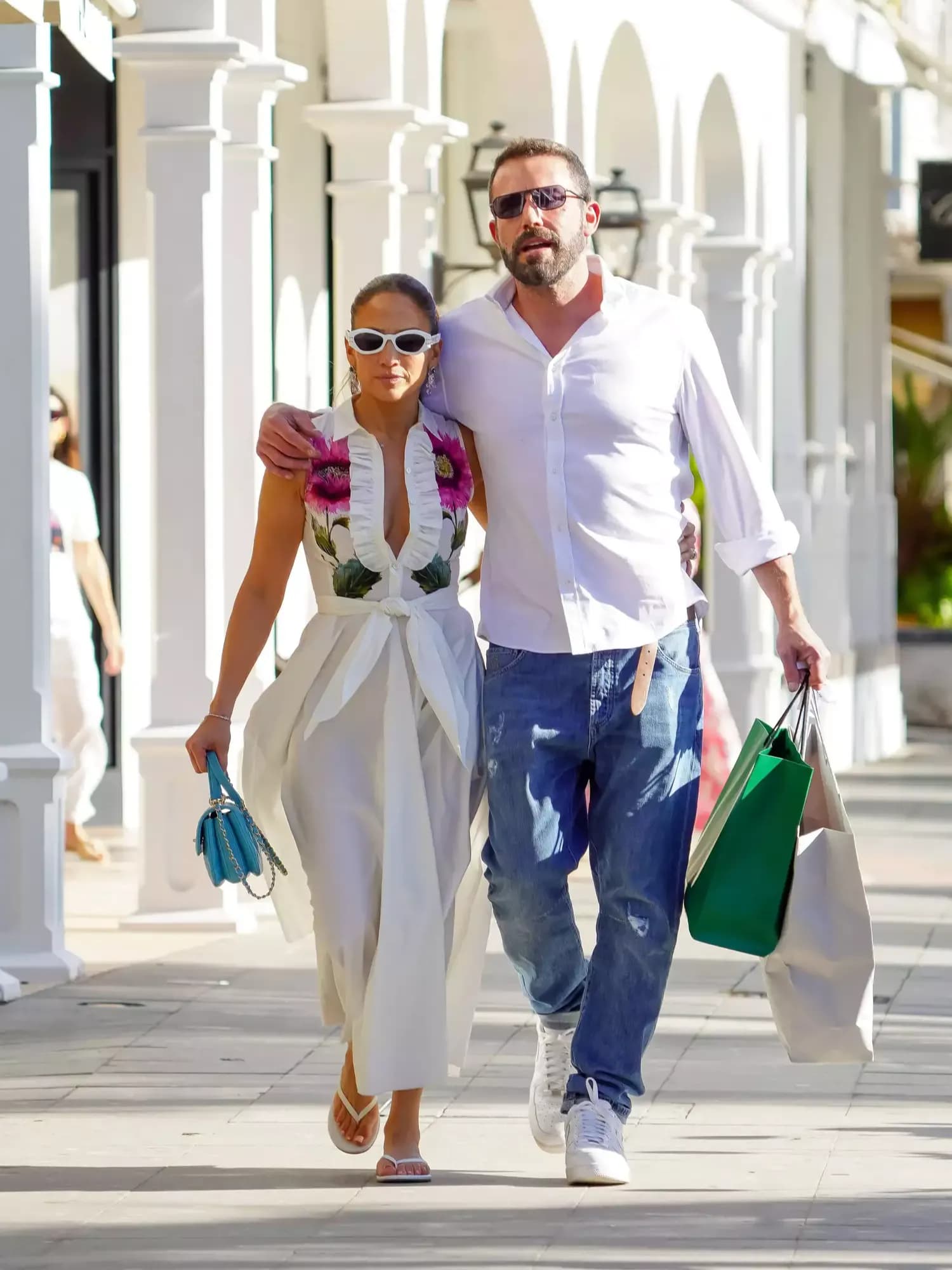 Jennifer Lopez Stuns in a Floral Sundress on a Romantic Walk with Ben Affleck in St. Barts