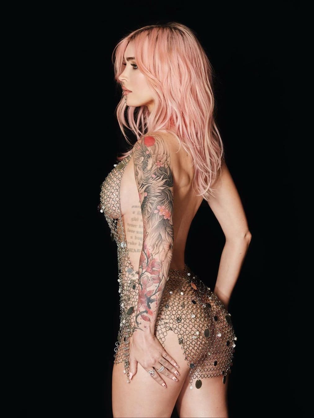 Megan Fox Dazzles in a Metal Mesh Minidress