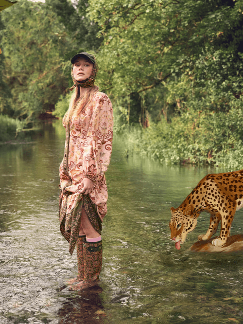 A vibrant collaboration where Barbour’s British heritage blends with Farm Rio’s tropical prints—clothing, footwear, and accessories unite.