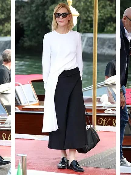 Cate Blanchett turned heads at the Venice Film Festival with a timeless black-and-white look, proving monochrome is perfect for fall style.