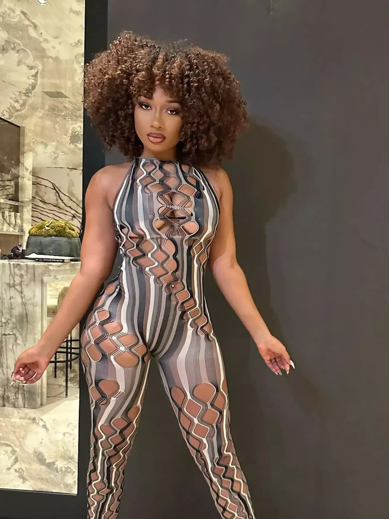Megan Thee Stallion Flaunts Bold Style in Cutout Skintight Jumpsuit